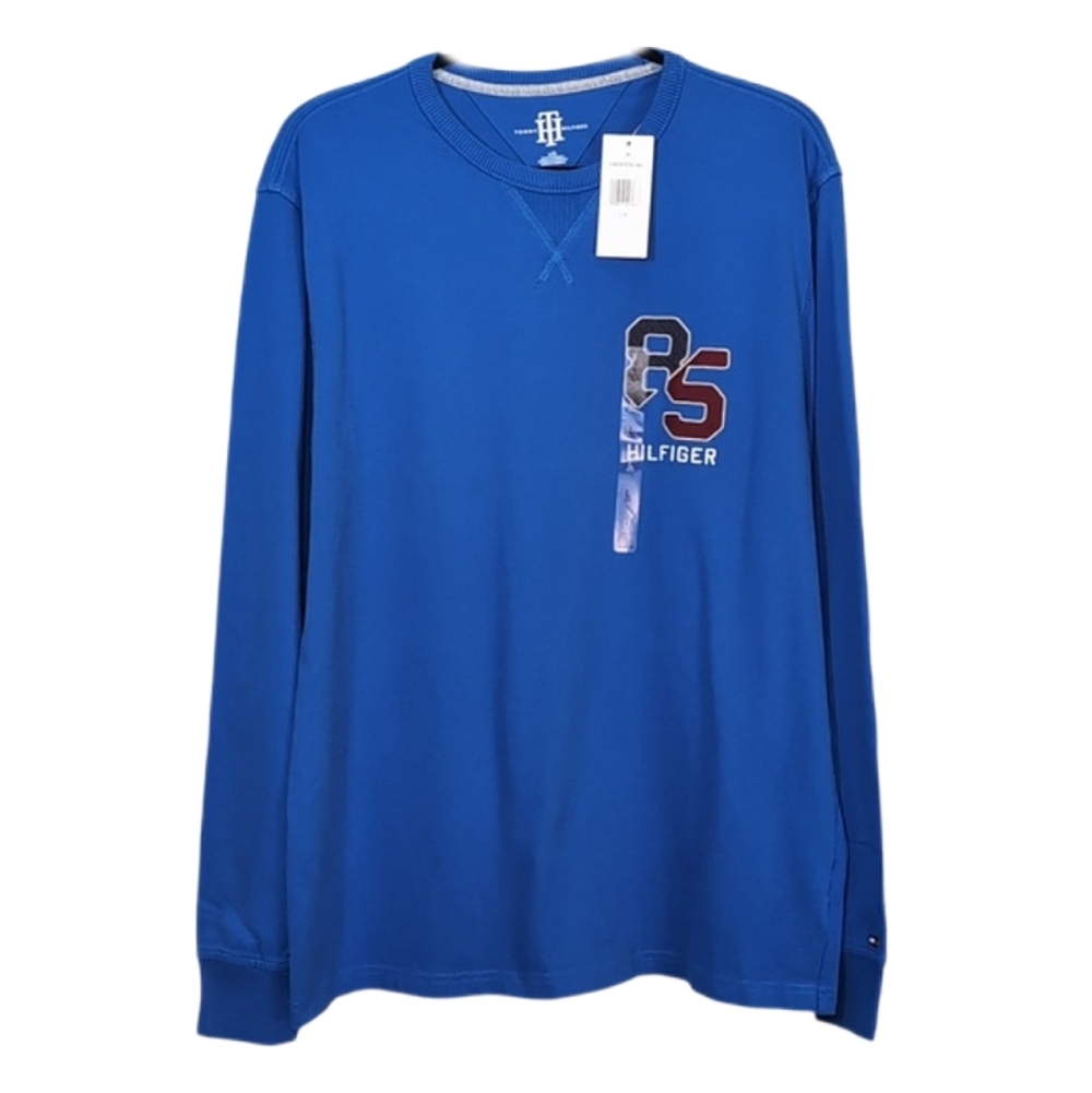 NEW Tommy Hilfiger Mens Varsity 85 Long Sleeve Tee Blue Size Large Tshirt Top
